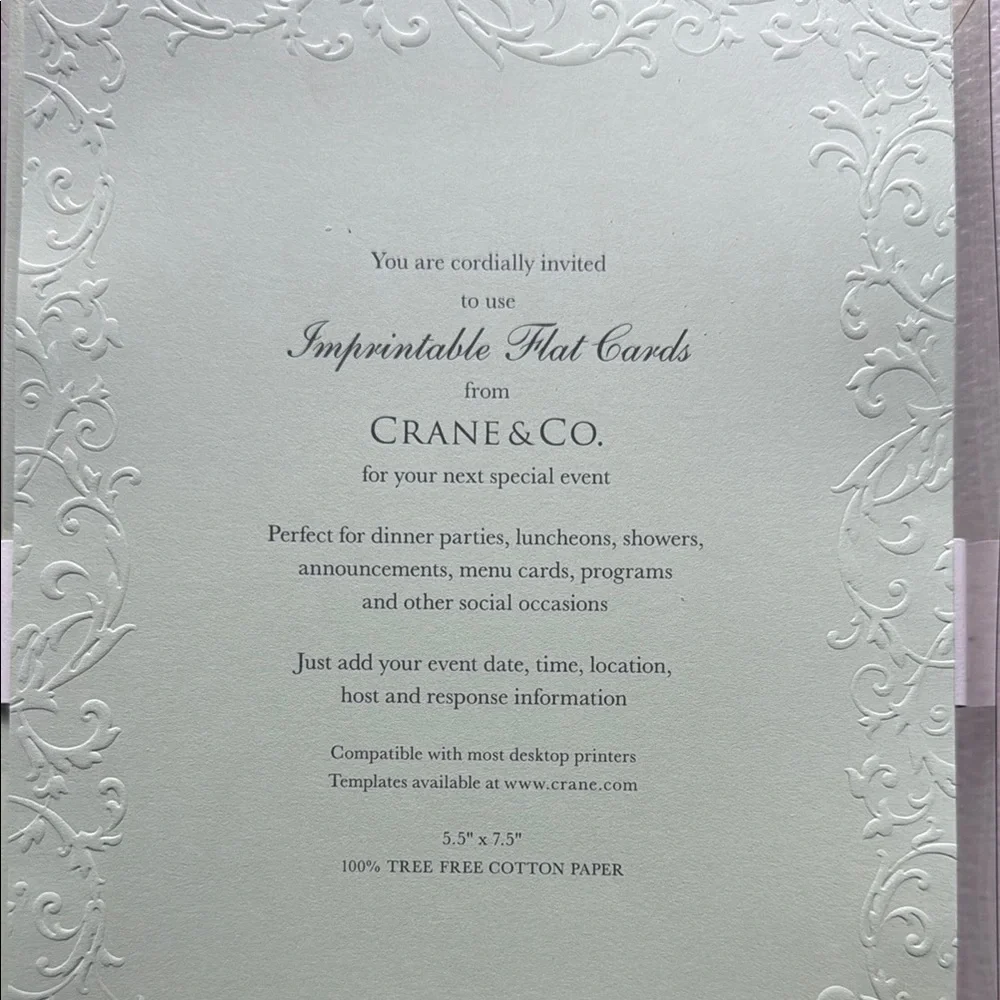 Crane & Co. Imprintable Flat Cards - Soft Mint Green